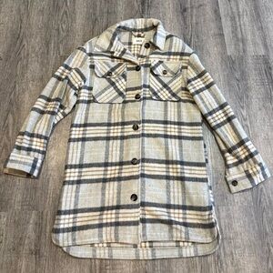 BKE Gray Plaid Utility Shacket